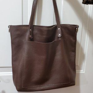 Chocolate brown leather shoulder bag